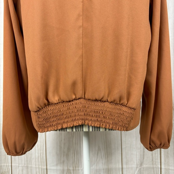 Nine West Top Twist Front Long Sleeve Dressy Comfort Blouse Rust Size Large - Picture 7 of 14